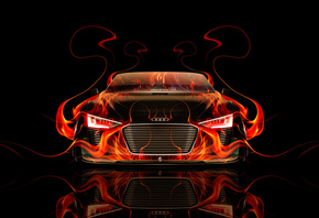 Tony Kokhan, Audi, e-Tron, Front, Fire, Abstract, Car, Spyder, Orange, Black, Flame, el Tony Cars, HD Wallpapers, Photoshop, Design, Art, Style,  , , , -,  , , , , , , , , 