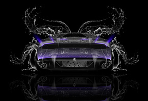 Tony Kokhan, Lamborghini, Huracan, Back, Water, Car, Violet, Neon, Effects, ...