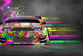 Tony Kokhan, Nissan, Fairlady, 300ZX, JDM, Domo Kun, Toy, Car, Abstract, Aerography, eQ, Front, Japan, Auto, Multicolors, Pink, Neon, Tuning, el Tony Cars, Photoshop, Design, Art, Style, HD Wallpapers,  , , , , , 