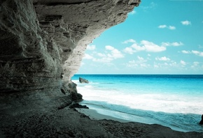 Cave, water, Ocean, blue, stones