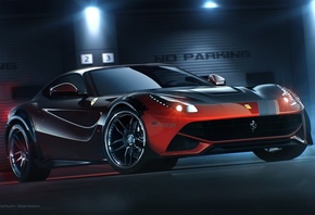 Ferrari, F12, Berlinetta, 2014, Tuning, Front, Red, Ligth