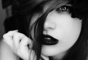 Girl, women, BW, Black and White, photography, eye, black lips, beautiful