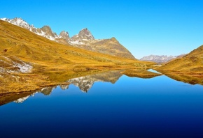 lake, water, mountain, tree, green