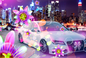 Tony Kokhan, Audi, A7, Tuning, el Tony Cars, Creative, 4K, Wallpapers, Design, Art, Style, Glamour, Ino Vision, TV, City, Flowers, Effects, Multicolors, Pink, Neon, Auto, Photoshop, March 8, Holiday, For, Girls, Bubble, Night,  , , , 
