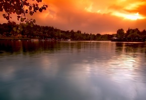 lake, mountain, tree, forest, water, sky, blue, beautiful