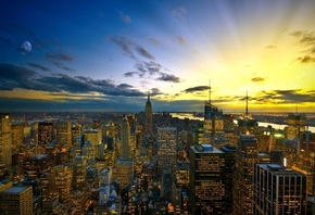 new york, usa, buildings, lights