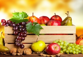 healthy, fruit, basket, apple