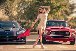 , , , , mustang, red, devushka