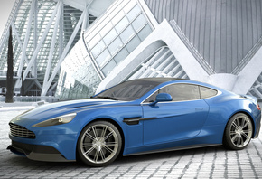 aston martin, vanquish, blue