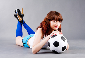 girl, football, ball