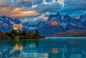landscape, Argentina, Mountains, lake, patagonia, clouds