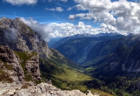 Mountains, sky, stones, austria, clouds