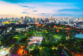 Bangkok, Thailand, city, bangkok, lumpini park, sunset