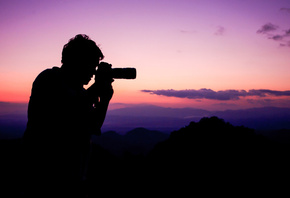 photo, sunset, taking photographs, silhouette