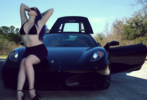 , girl, Ferrari