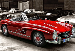 Mercedes Benz, 300, SL, Cabrio, red
