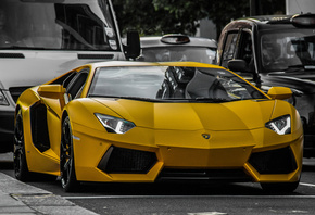 Lamborghini, Aventador, LP640 yellow, sport, car, sport cars, super car,  ...
