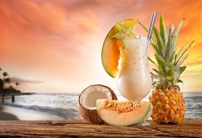tropical, drink, fresh, fruit, cocktail, summer, beach, sea, paradise, , , , 