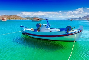 Fishing, Boat off the coast of Crete, Mirabello Bay, ,  ,  