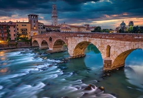 Italy, Verona, , ,   , Ponte Pietra,  , Adige River, Veneto, , , 