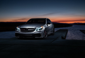 Mercedes-benz, e63, amg s, mode, carbon, sonic, motorsport, sunset, matte, grey, car