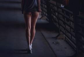 women, ass, tanned, back, T-shirt, sneakers, Converse