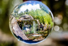 reflection, glass ball, Oslo, Botanical, Garden, Norway, 