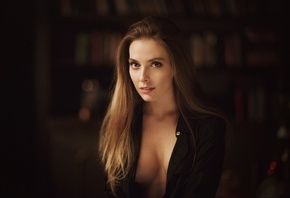 Amina Katinova, women, face, portrait, boobs, Maxim Maximov