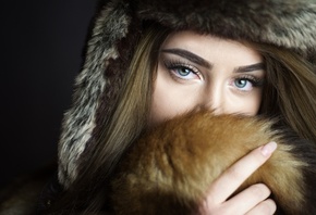 women, face, fur, portrait