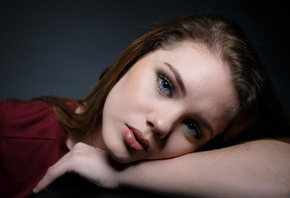 women, face, portrait, blue eyes, simple background