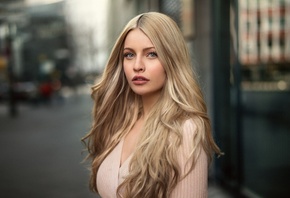 women, Martin Kuhn, blonde, portrait, depth of field