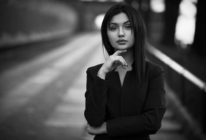 women, portrait, monochrome, depth of field