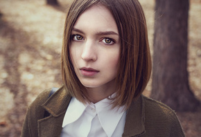 women, face, portrait, trees, depth of field