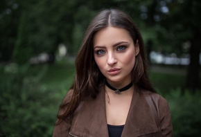 women, face, portrait, depth of field, choker, women outdoors