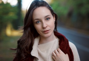 Lorenza, women, portrait, depth of field, women outdoors, blue eyes