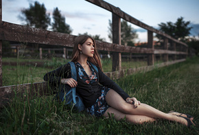 girl, mary, mary, fence, legs, brunette, grass