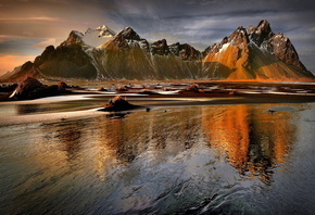 vestrahorn, iceland, mountains, stokksnes, beach