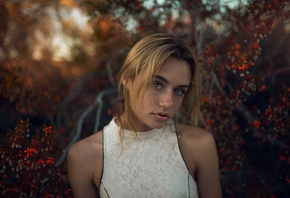 women, face, blonde, portrait, depth of field