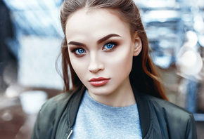 women, blue eyes, portrait, face, depth of field