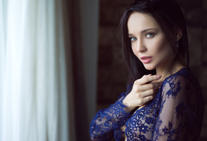 Angelina Petrova, women, model, face, portrait, see-through clothing