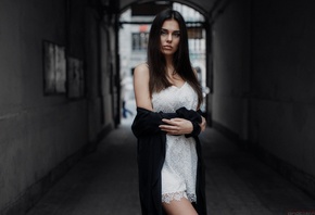 women, white dress, portrait, depth of field