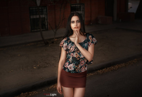 women, portrait, skirt, leaves