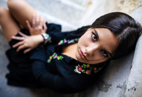 women, face, portrait, sitting, depth of field