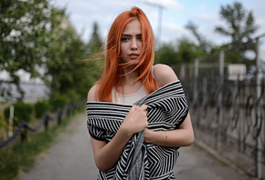 women, portrait, depth of field, Sergey Fat, redhead, women outdoors