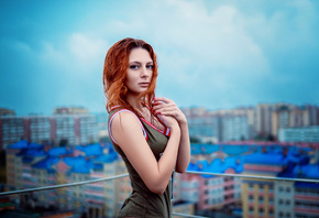 women, redhead, water drops, portrait, depth of field, women outdoors, red  ...