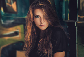 women, face, portrait, green eyes