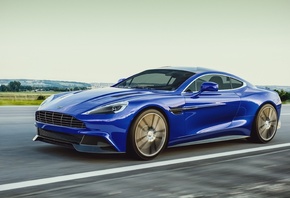 Aston Martin, Vanquish, blue, car