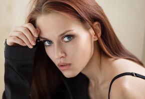 women, redhead, face, portrait