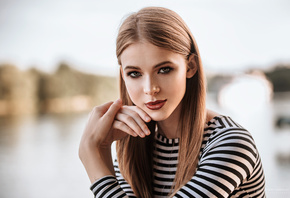 women, blonde, face, portrait, depth of field