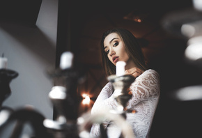 women, portrait, depth of field, rear view